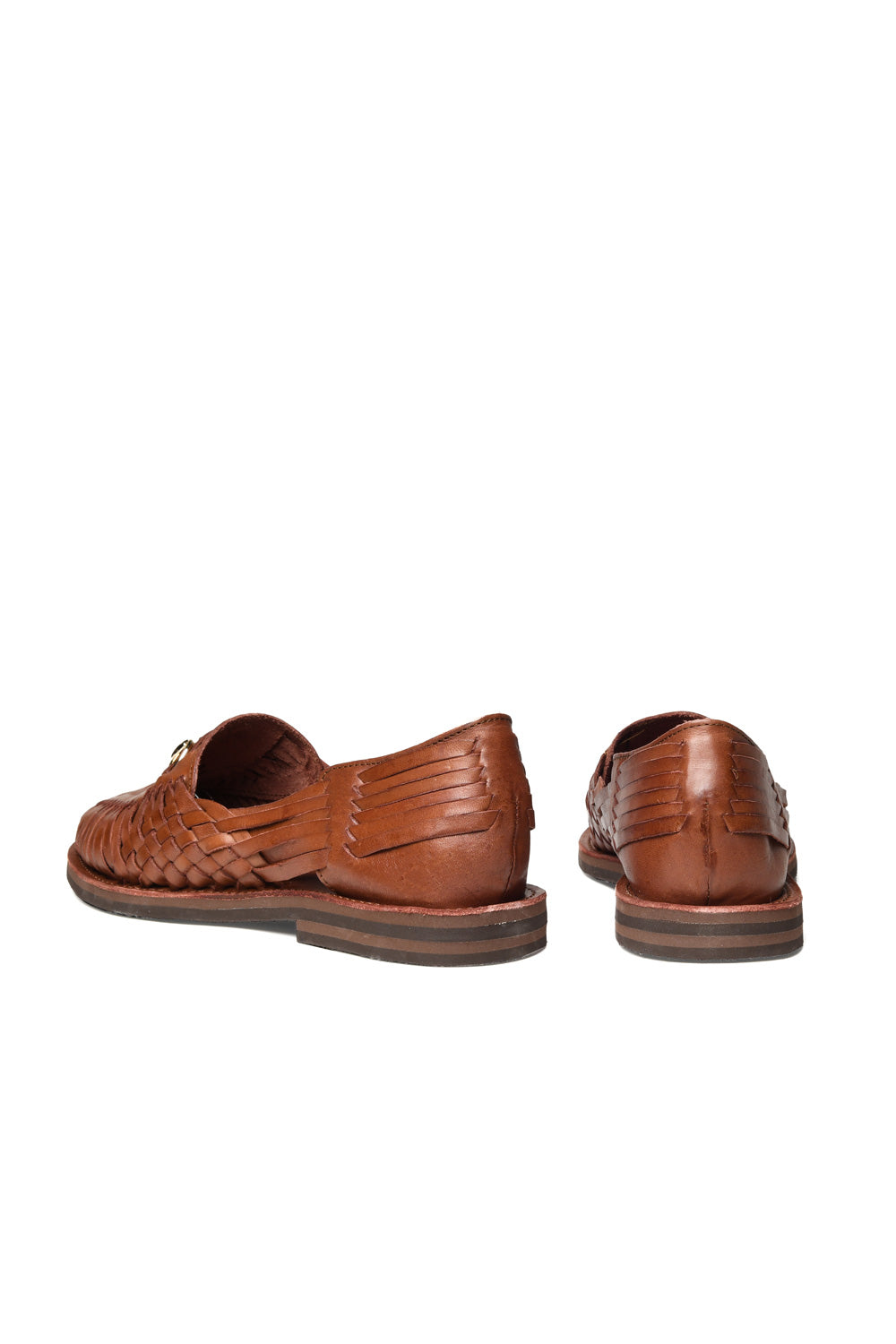 Rear view of Chamula’s Bocado huarache showing heel stitching and slip-on shape