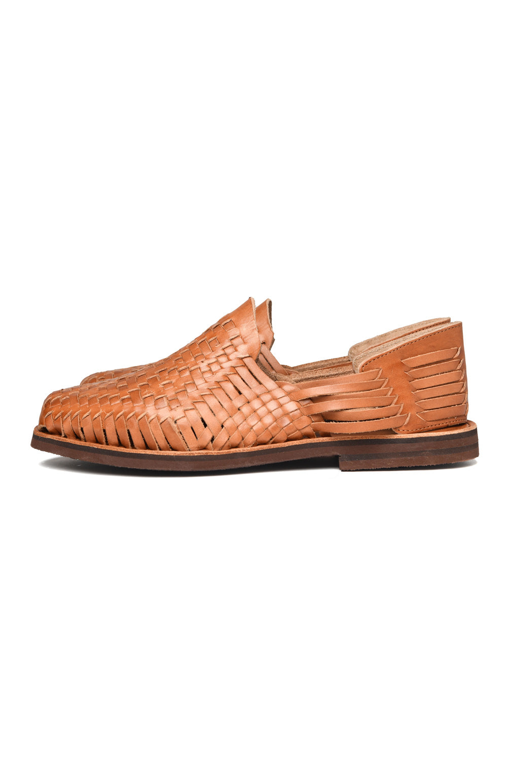 Side profile of artisan-crafted leather huarache Chamula sandal for men