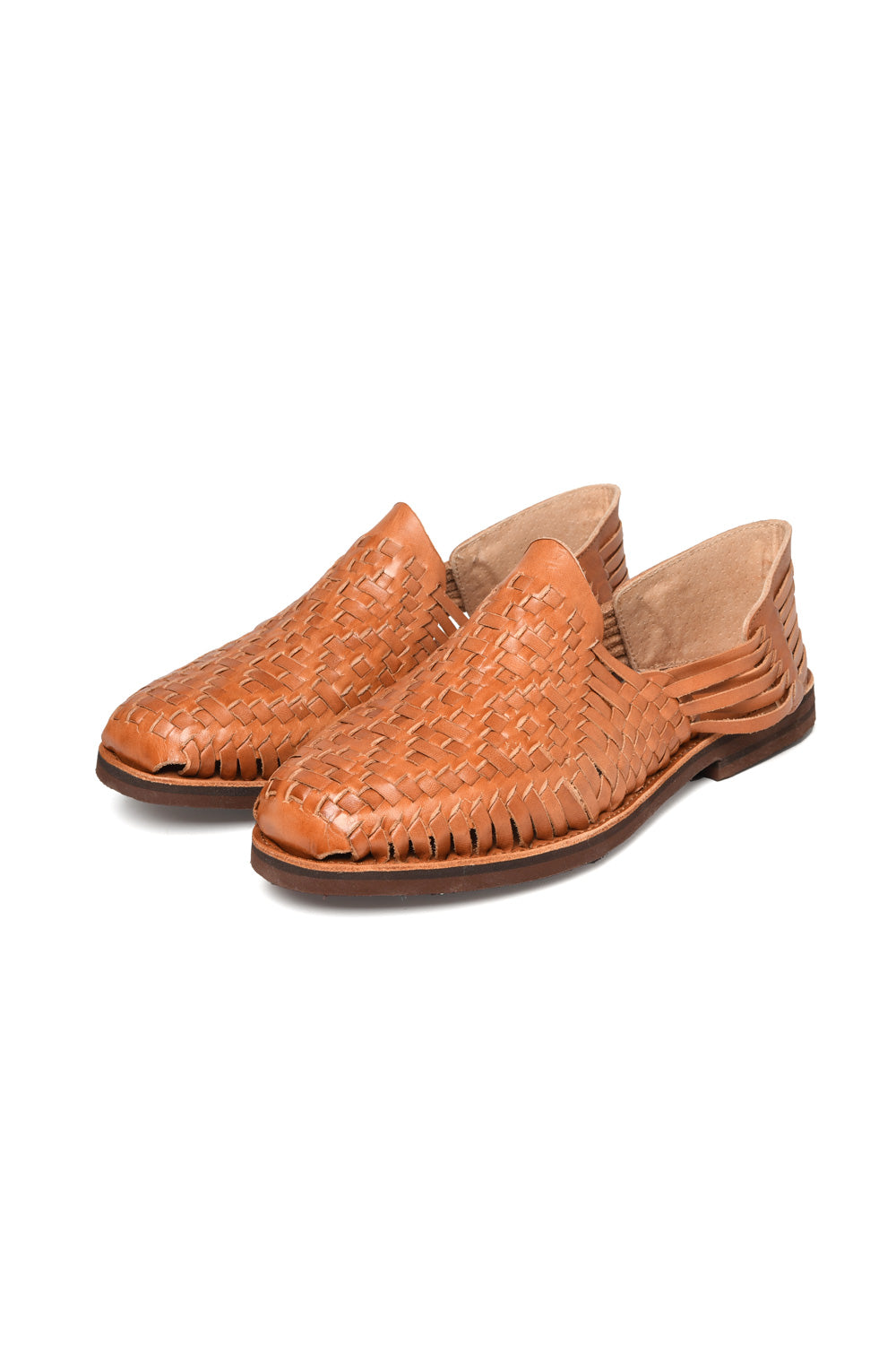 Handmade Mexican huarache Chamula sandal in leather – front view