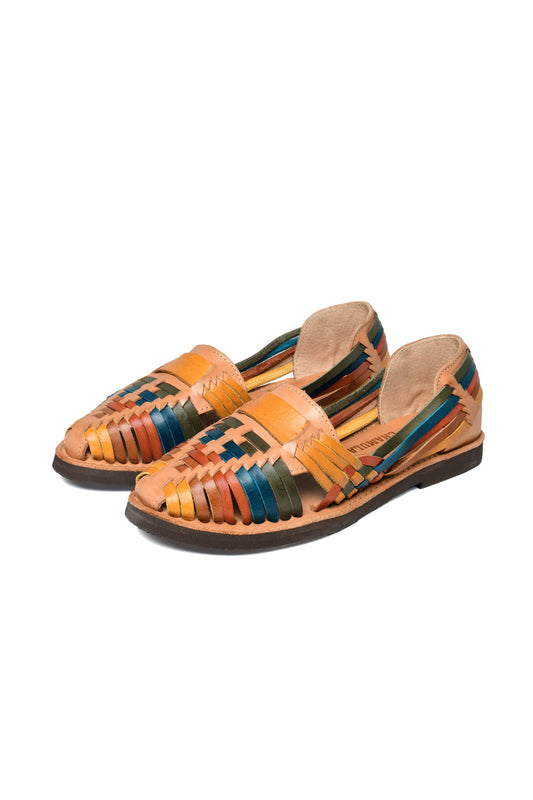 Women's handmade Chamula huarache sandal in soft leather – front angle