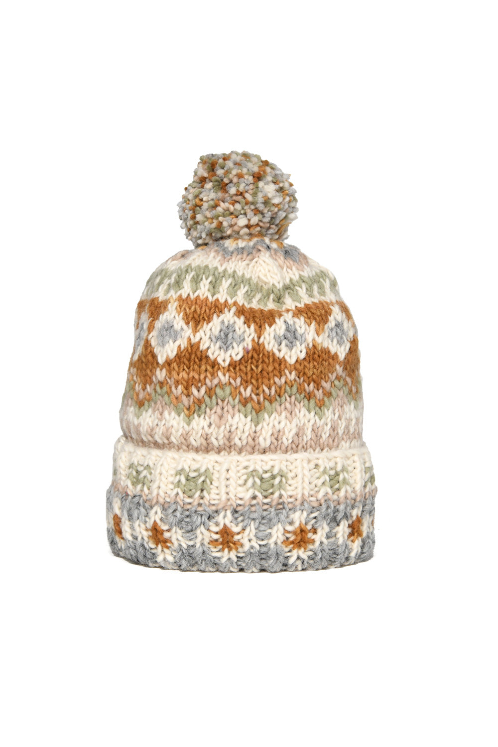Double Cuff Cap Fair Isle #3 - Ivory #6