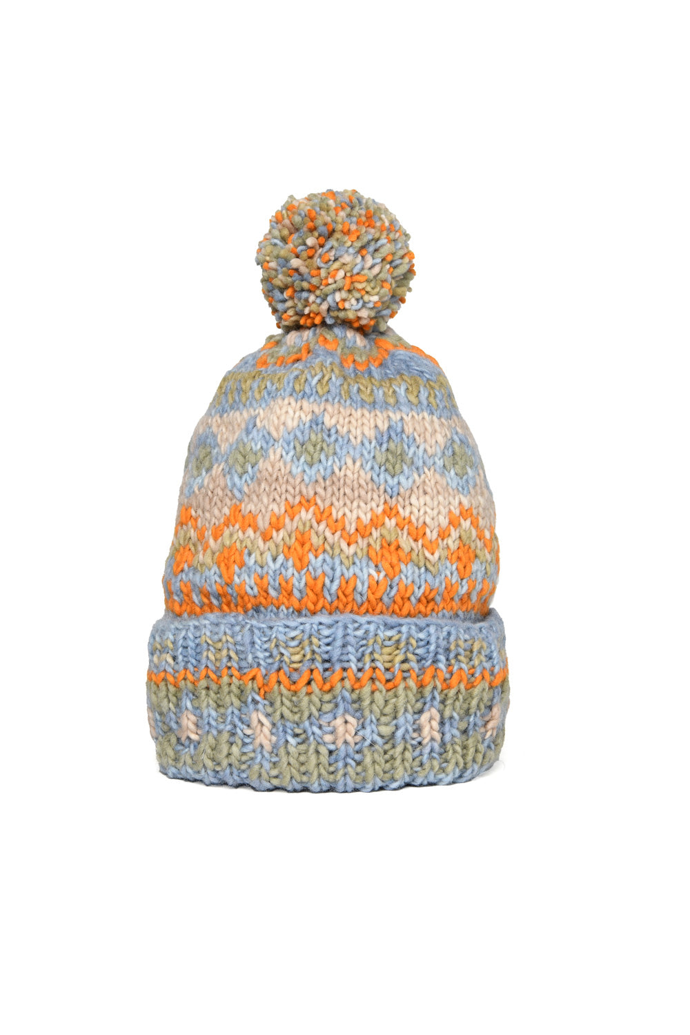 Double Cuff Cap Fair Isle #3 - Lt. Indigo