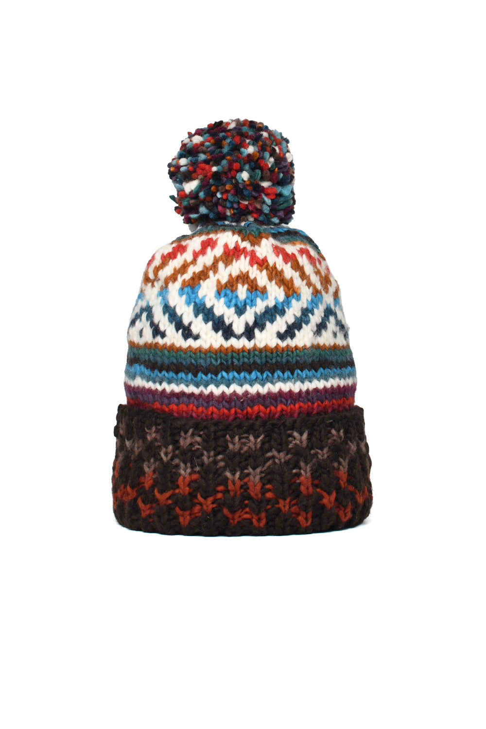 Double Cuff Cap Rombos Stripe - Chocolate