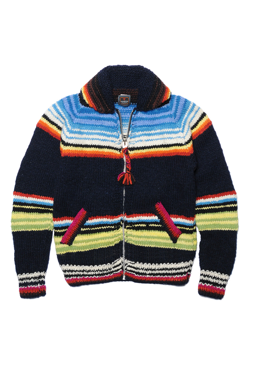 Serape Zipper Cardigan - Navy