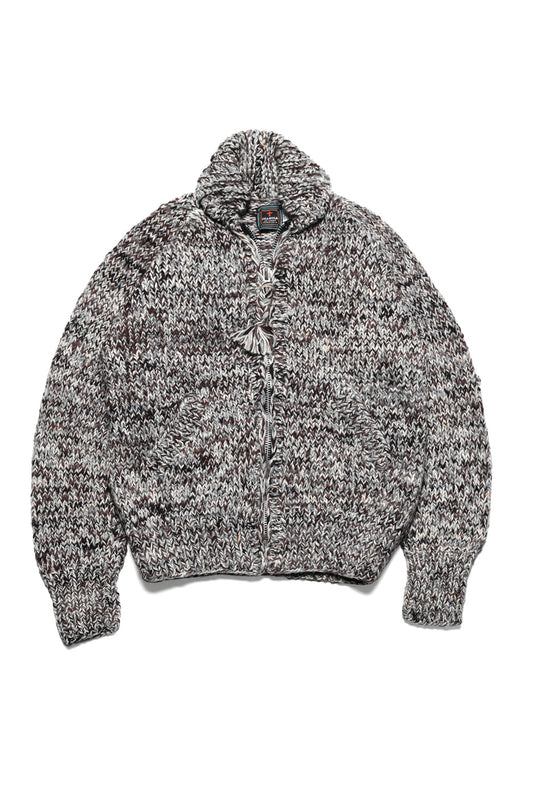 Mix #2 Heather Zipper Cardigan - Brown/Grey Mix