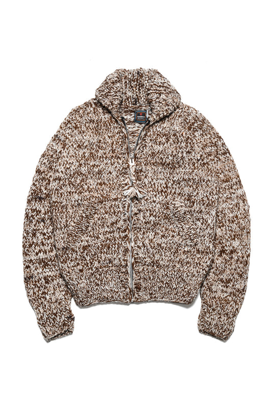 Mix #2 Heather Zipper Cardigan - Brown Mix