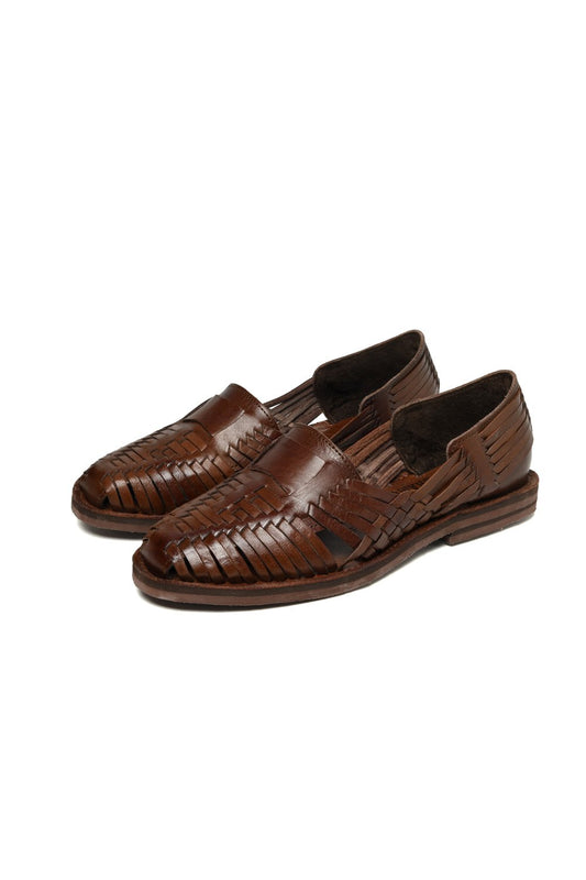 Handmade Mexican huarache Chamula sandal in leather – front view