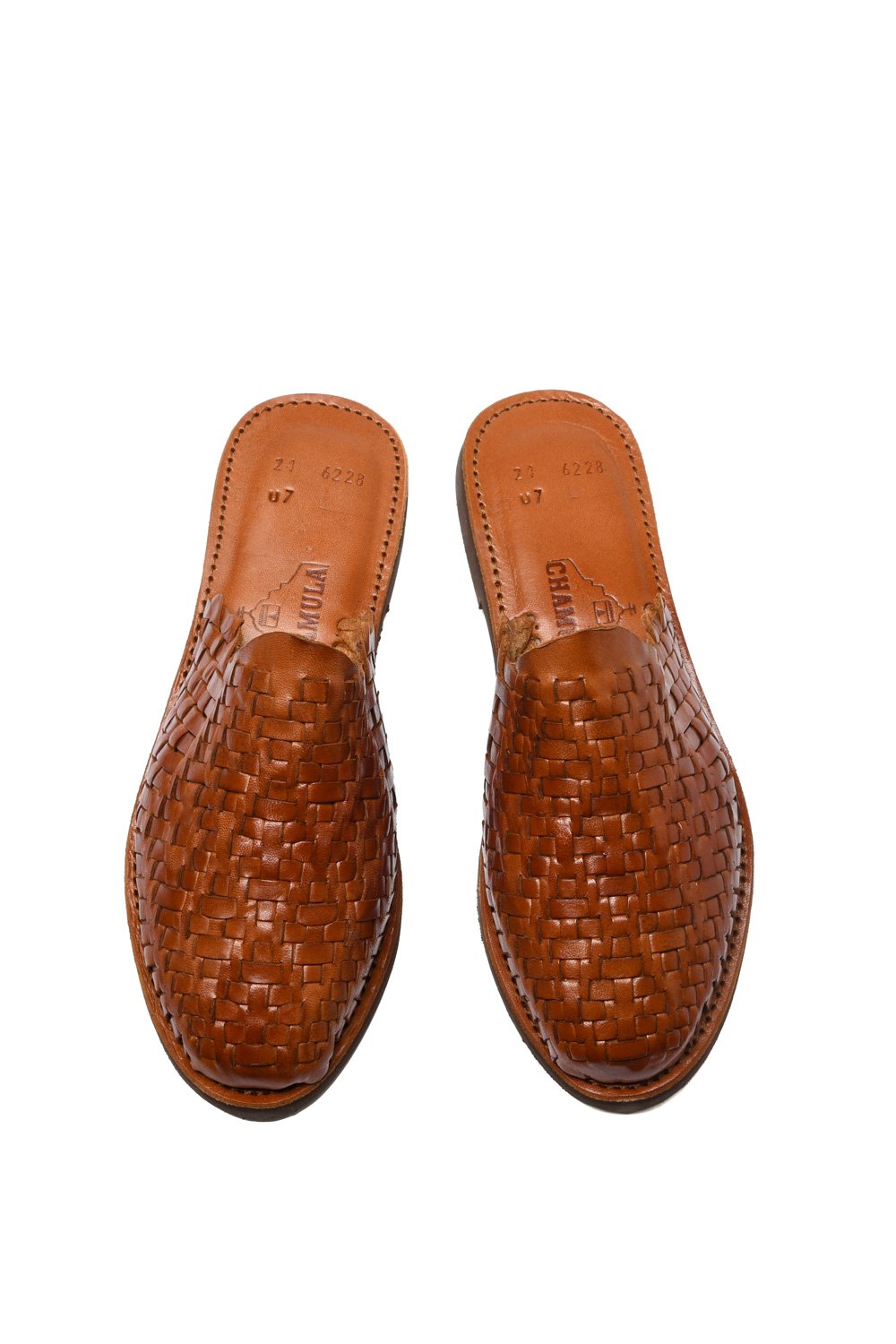 Top view of Chamula traditional huarache sandal handcrafted in Mexico for women