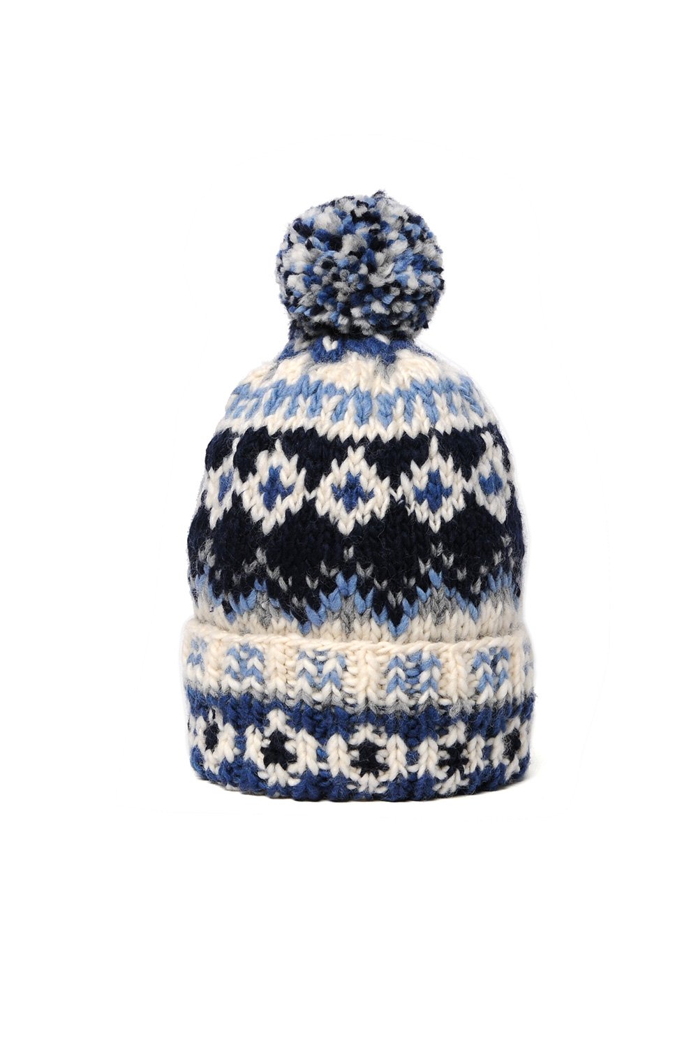 Double Cuff Cap Fair Isle #3 - Ivory