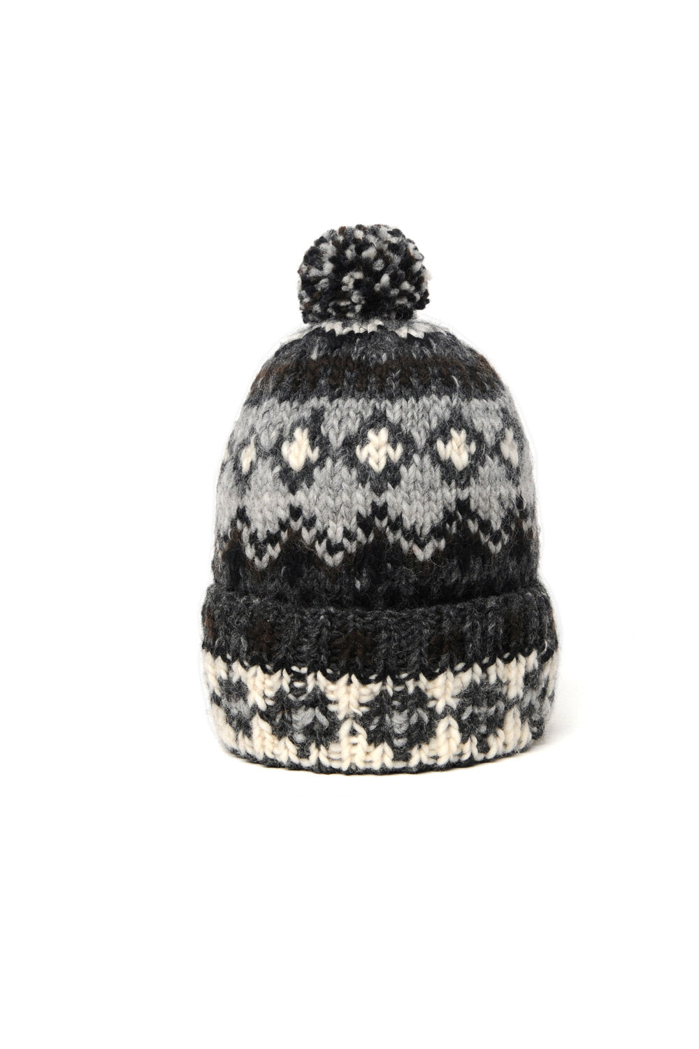 Double Cuff Cap Fair Isle #3 - Ox Grey