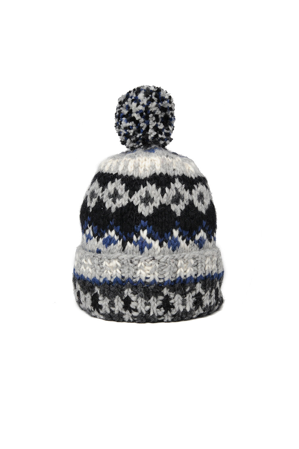 Double Cuff Cap Fair Isle #3 -Pearl Grey #2