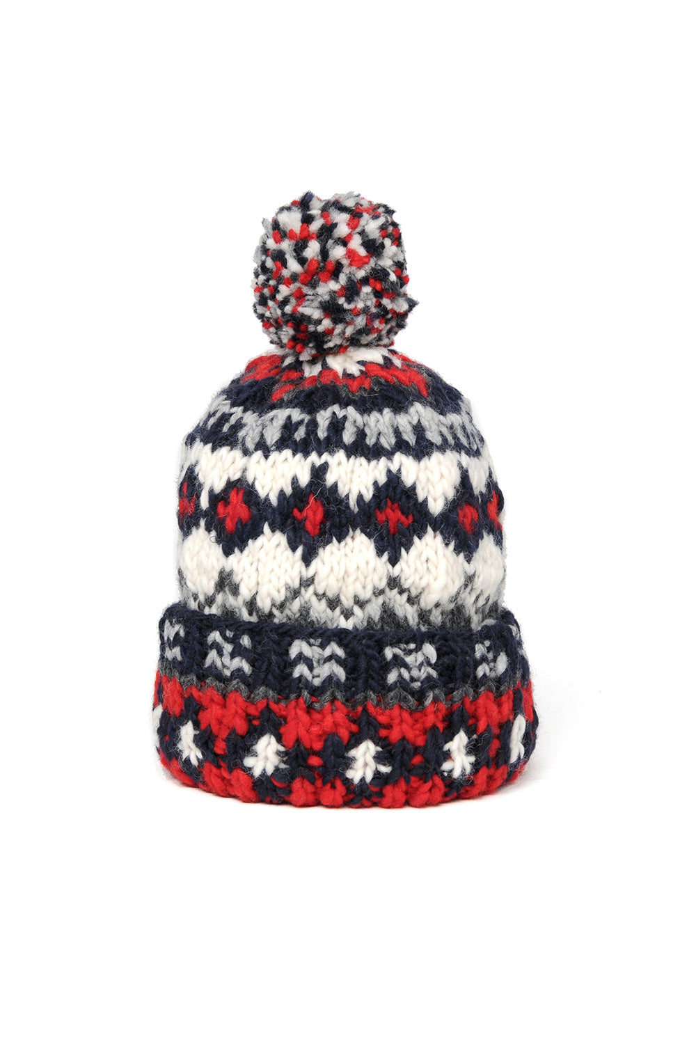 Double Cuff Cap Fair Isle #3 - Dk. Navy