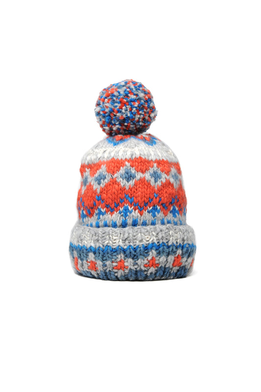 Double Cuff Cap Fair Isle #3 - Pearl Grey #3