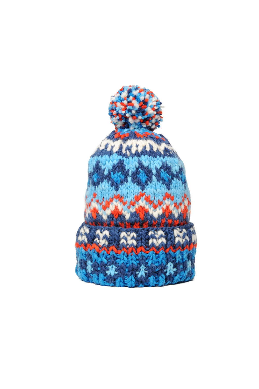Double Cuff Cap Fair Isle #3 - Real Indigo