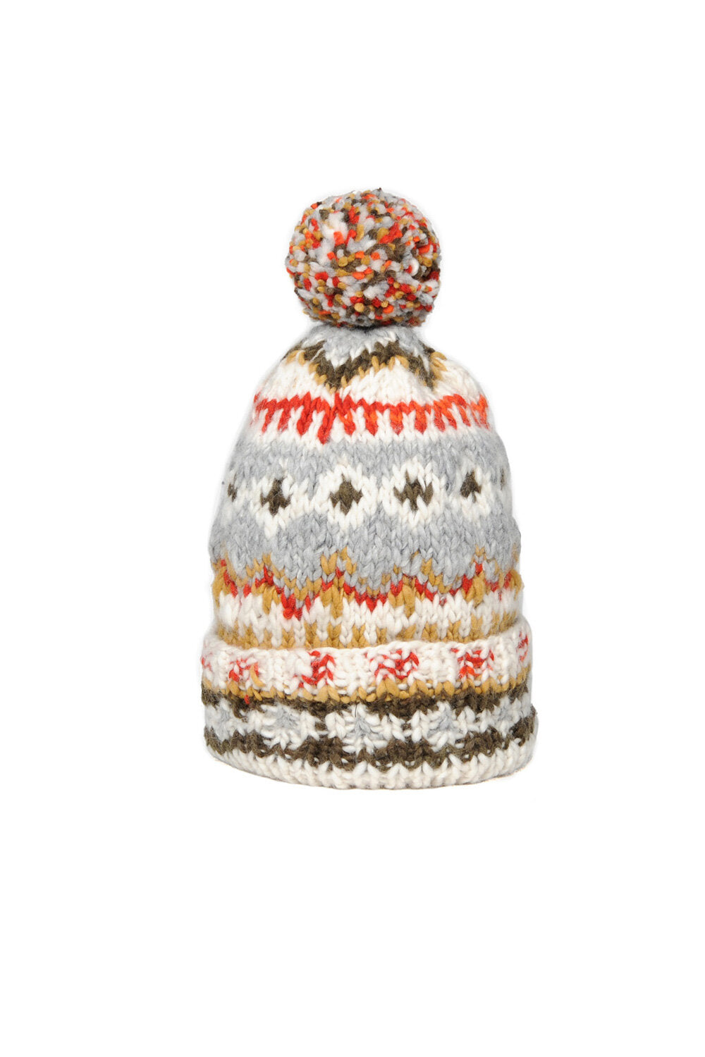 Double Cuff Cap Fair Isle #3 - Ivory #5