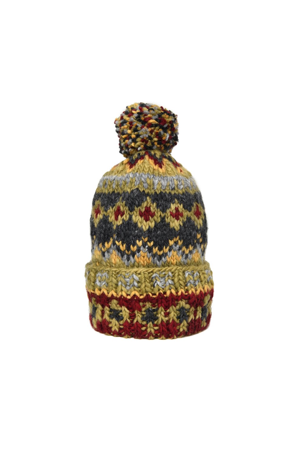 Double Cuff Cap Fair Isle #3 - Dk. Alfalfa