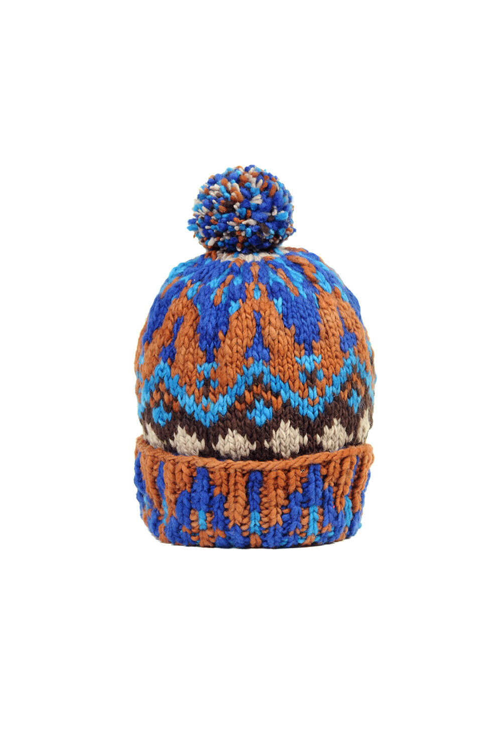 Double Cuff Cap Fair Isle #7 - Intense Royal