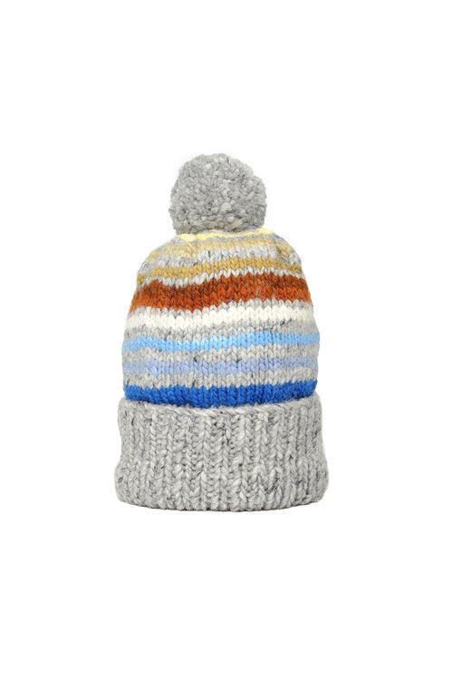 Double Cuff Cap, Stripe - Pearl Heather Multi