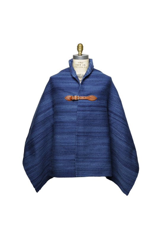 Merino Wool Blanket Poncho - Dk. Indigo