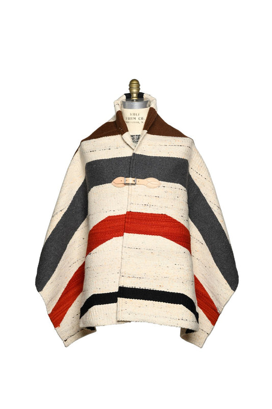 Merino Wool Blanket Poncho, Autumn Wave - Natural Heather Multi
