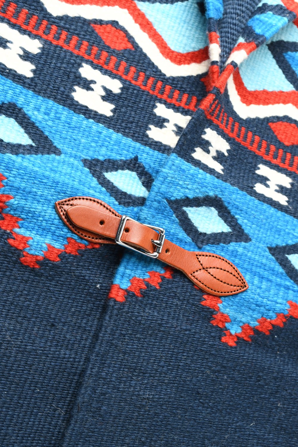 Merino Wool Blanket Poncho, Fair Isle #3 - Real Indigo