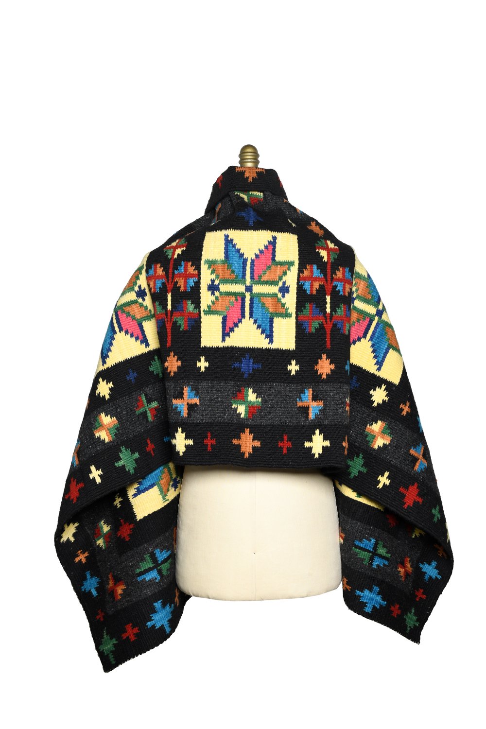 Merino Wool Blanket Poncho, Estrella - Amarillo
