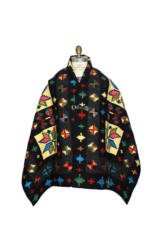 Merino Wool Blanket Poncho, Estrella - Amarillo
