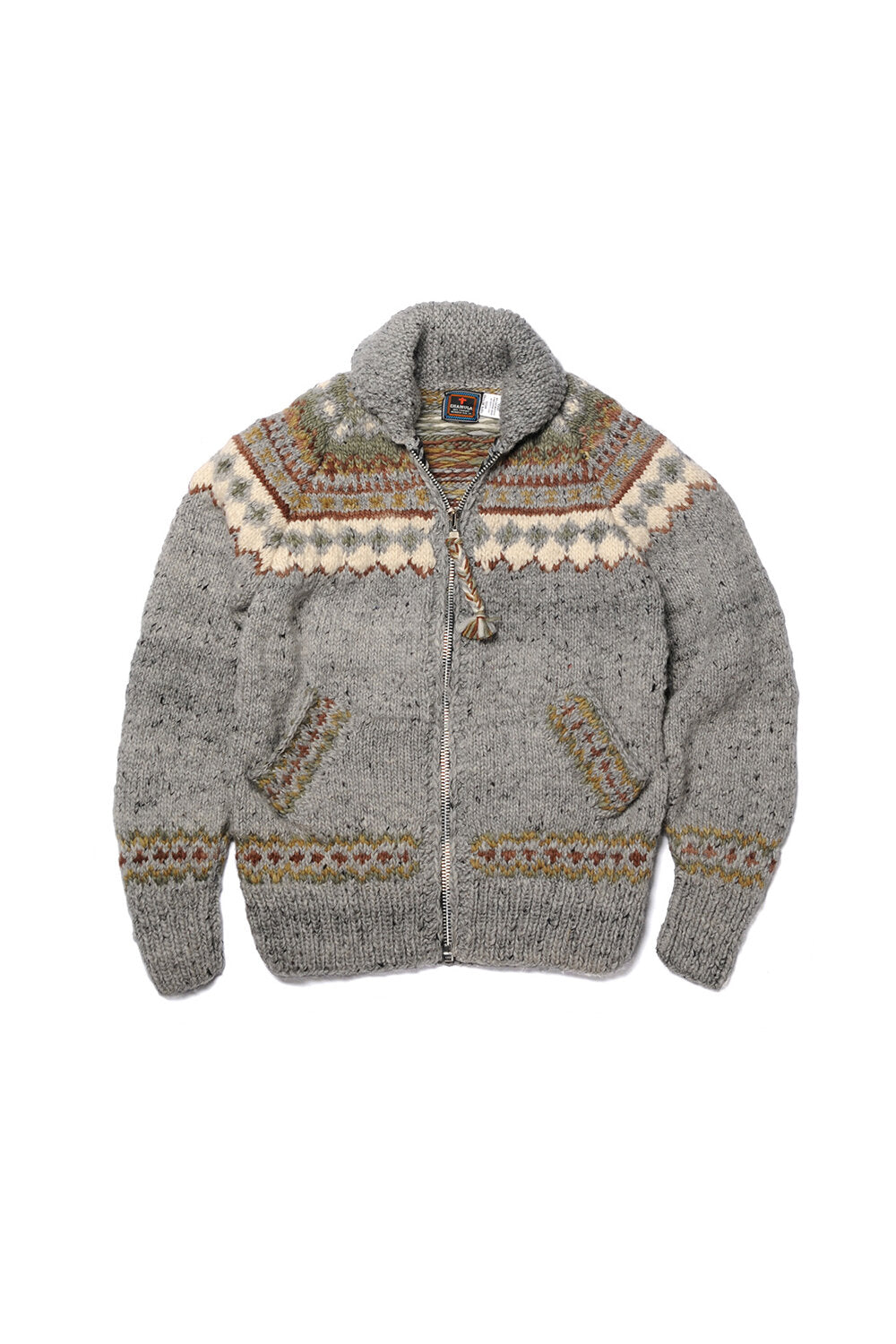 Fair Isle #3 Zipper Cardigan - Pearl Grey