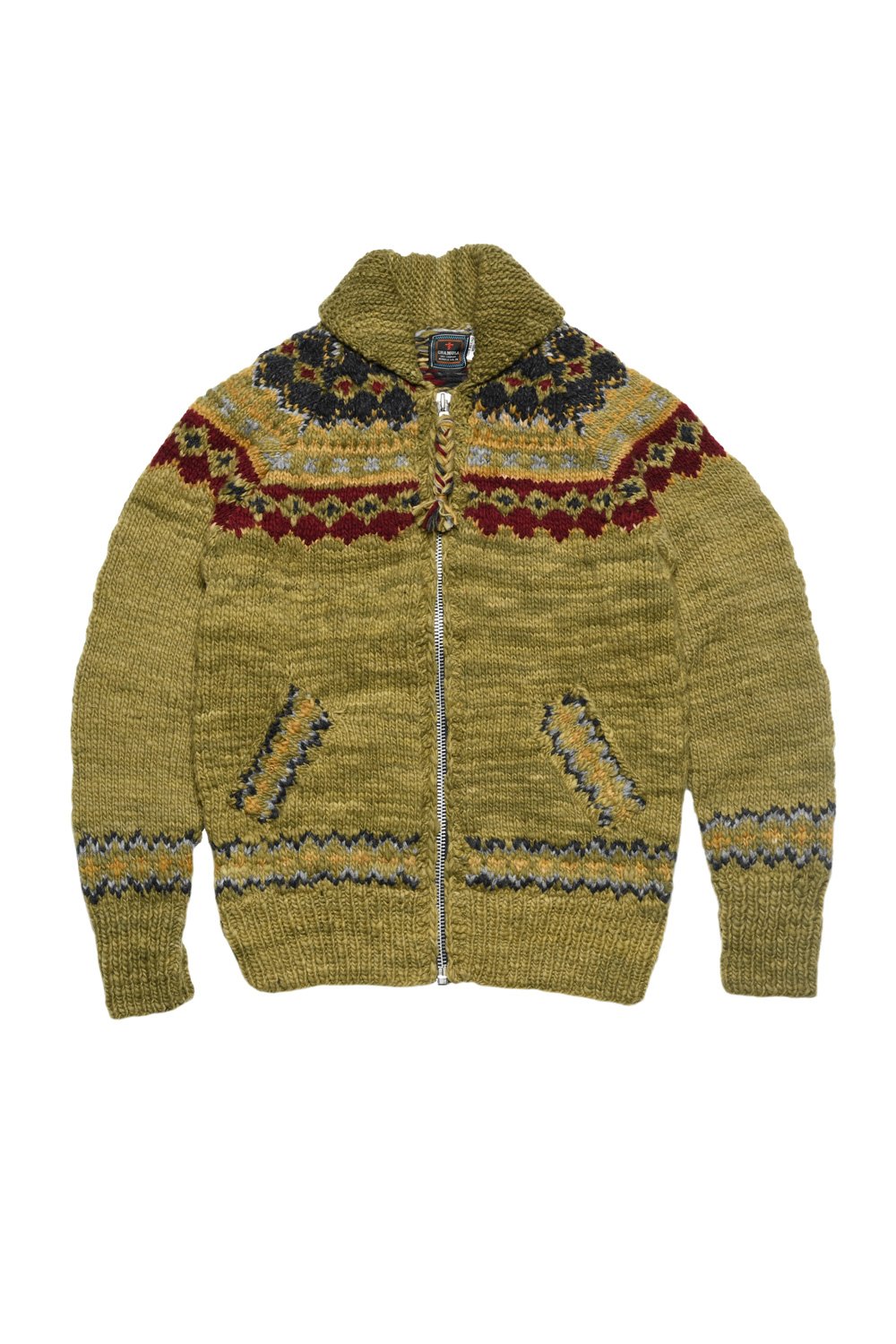Fair Isle #3 Zipper Cardigan - Dk. Alfalfa