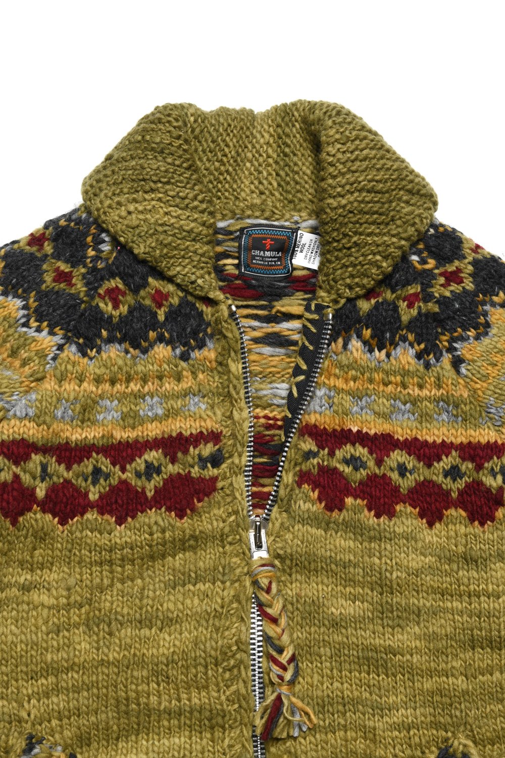 Fair Isle #3 Zipper Cardigan - Dk. Alfalfa