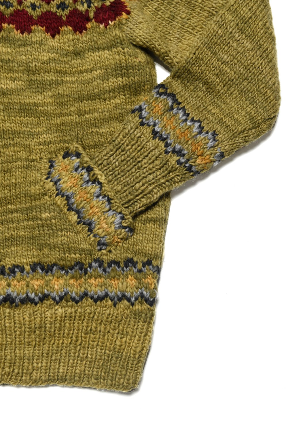 Fair Isle #3 Zipper Cardigan - Dk. Alfalfa