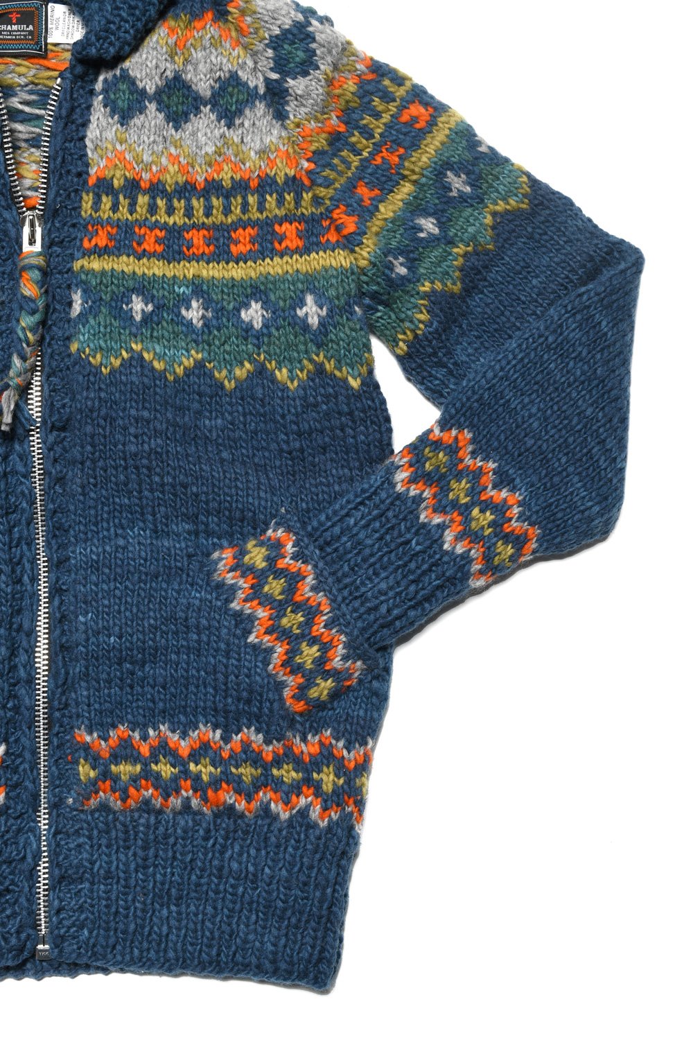 Fair Isle #3 Zipper Cardigan - Dk. real Indigo
