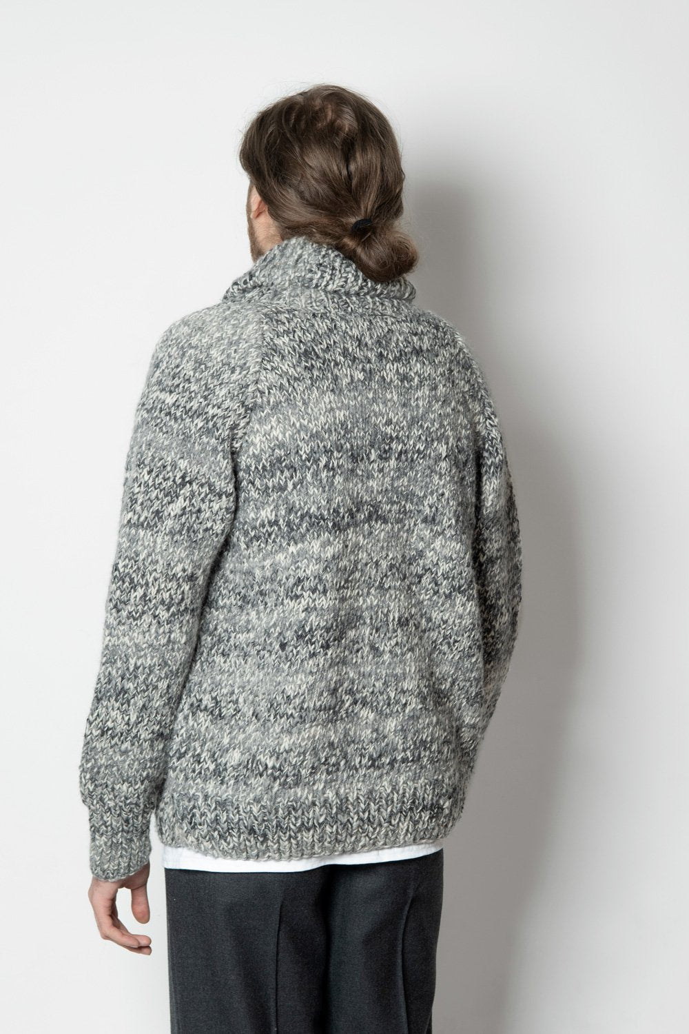 Mix Heather Zipper Cardigan - Ivory Mix