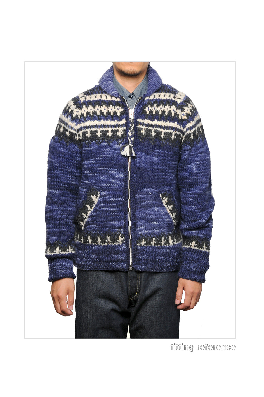 Fair Isle #3 Ireland Zipper Cardigan - Ox Grey