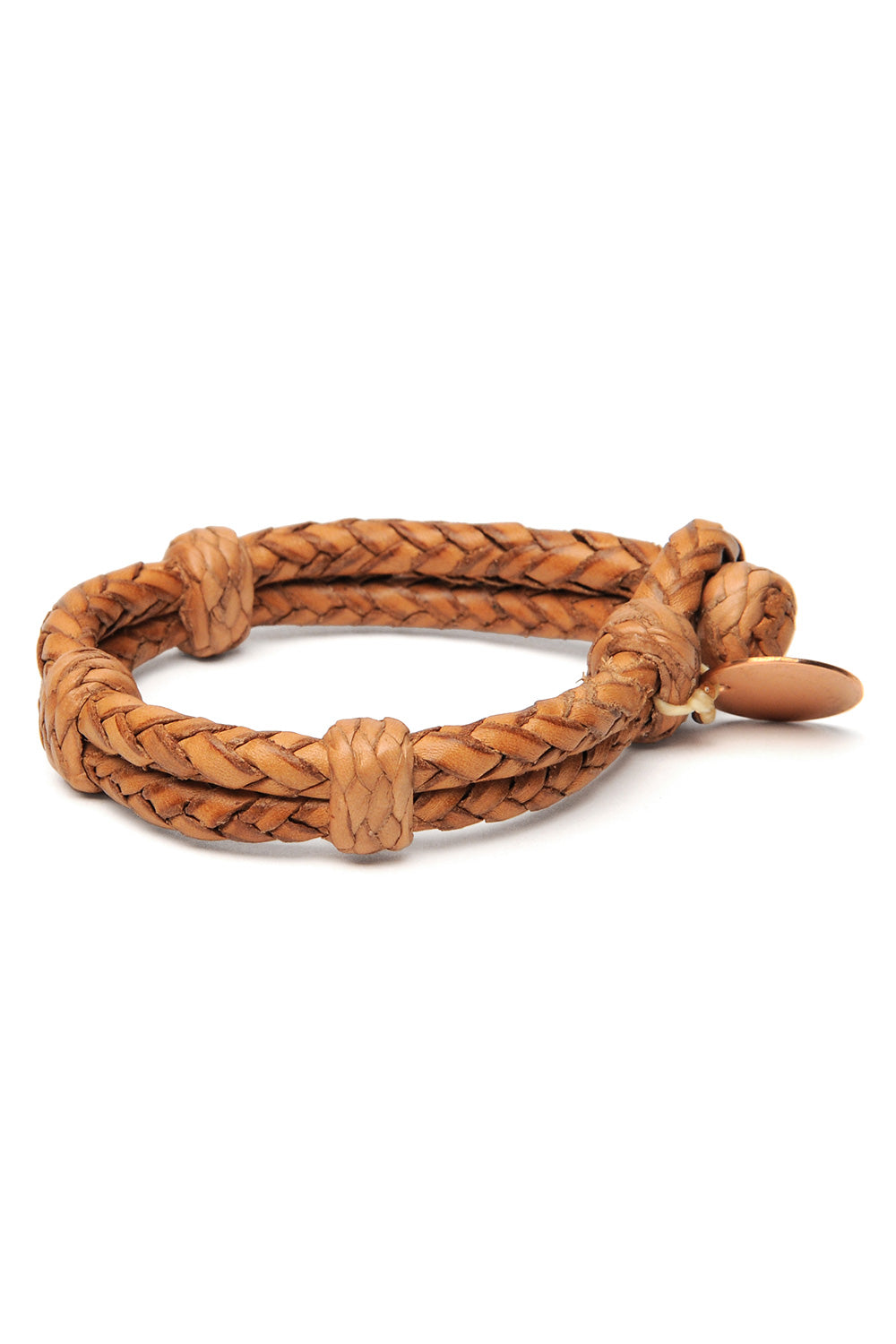 Double Round Leather Bracelet - Tan 1