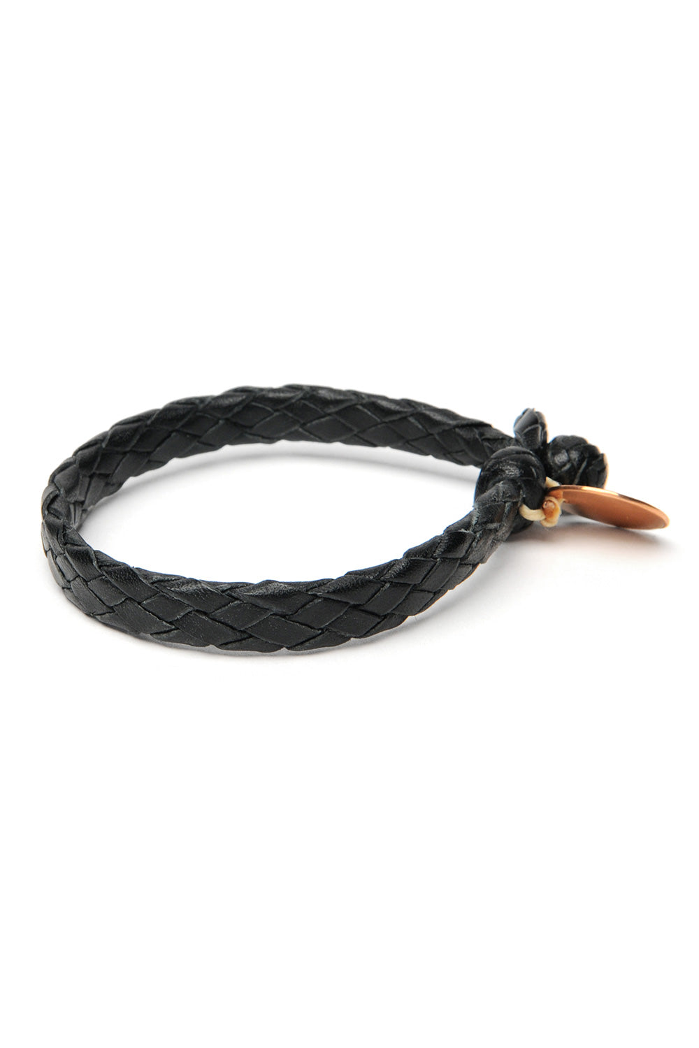 Flat Weaved Leather Bracelet  - Black