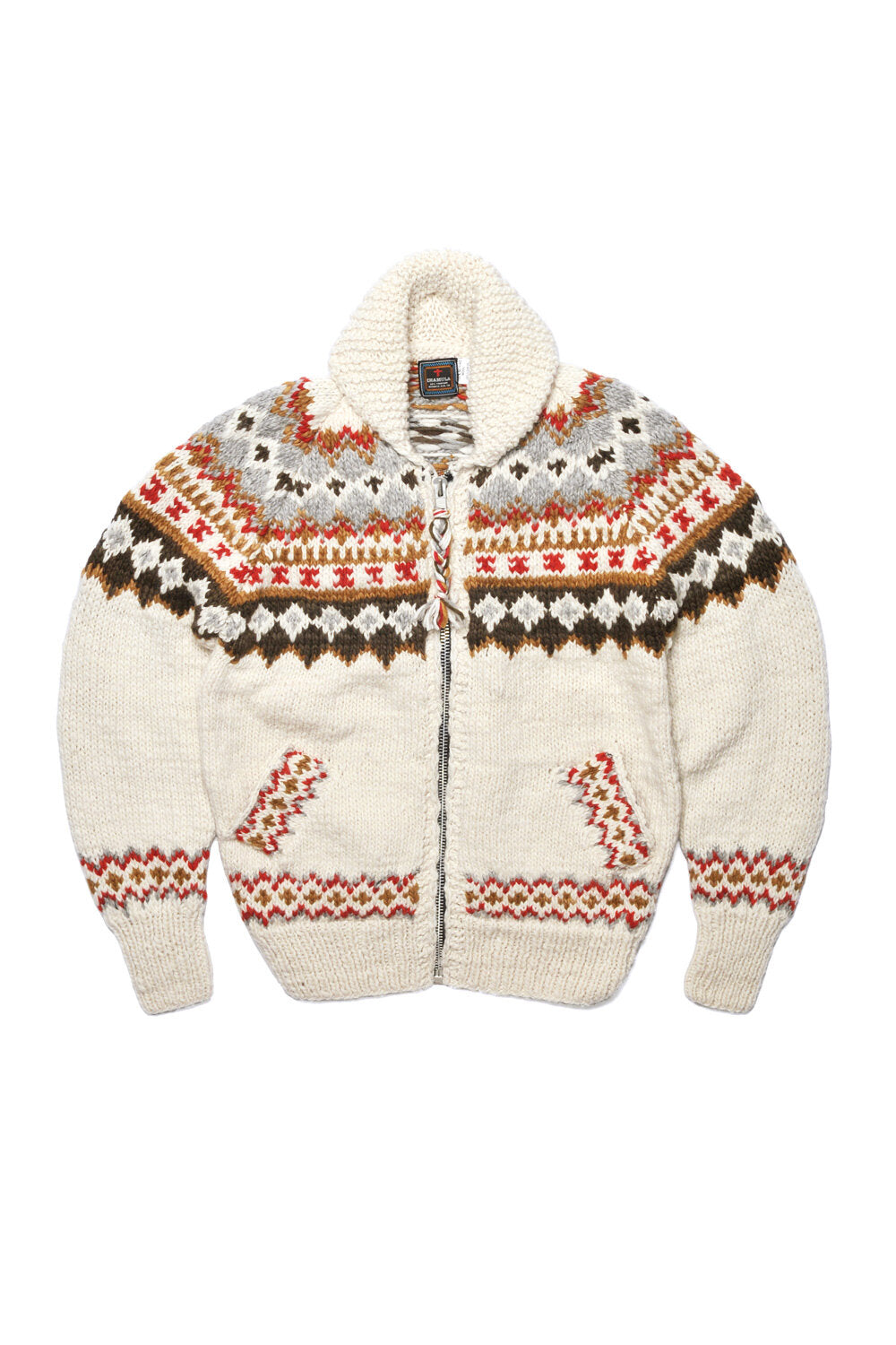 Fair Isle #3 Zipper Cardigan - Ivory #5