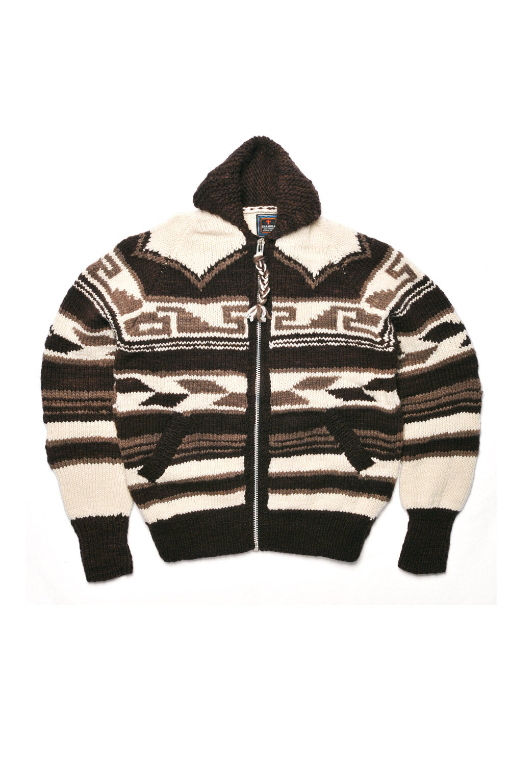 Greca L Zipper Cardigan - Chocolate