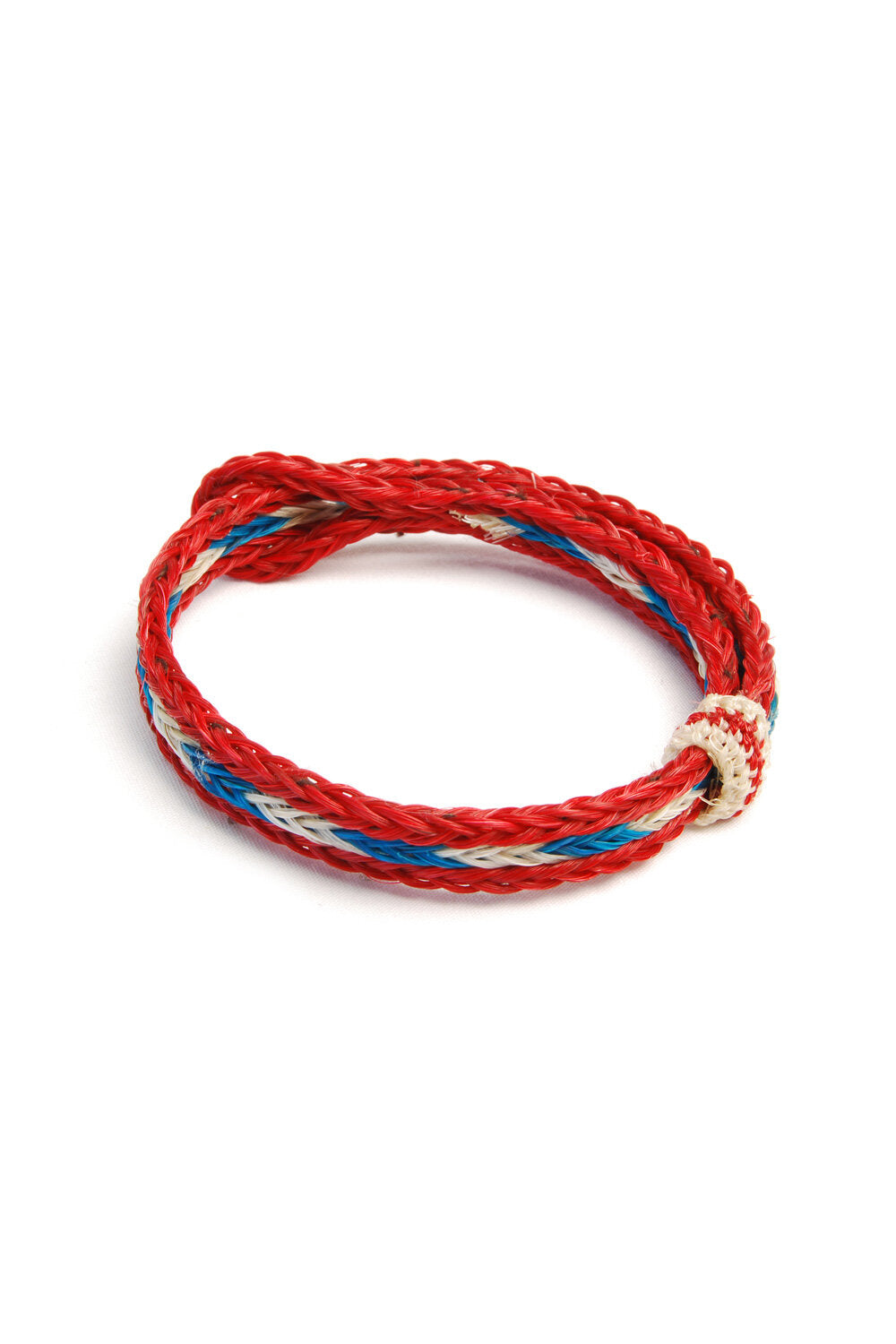 Braided Horsehair Bracelet - #15 TURQ/ WHT/RED