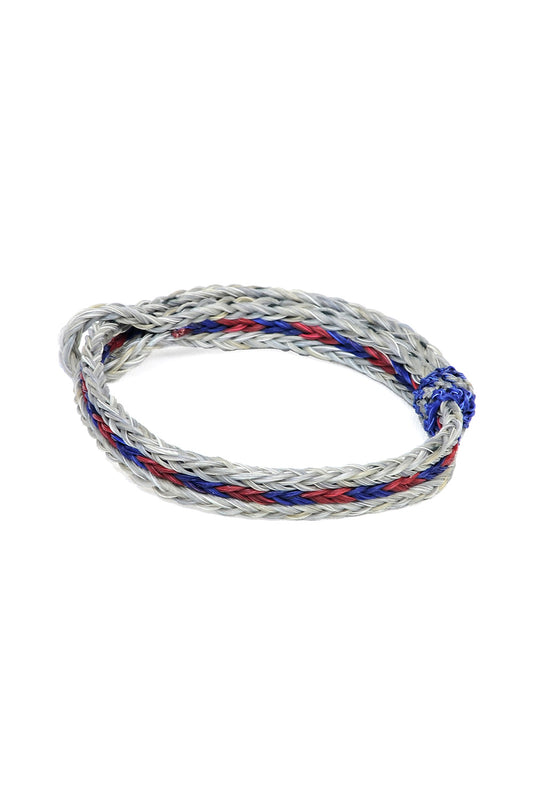 Braided Horsehair Bracelet - #34 RED/BLU/GREY