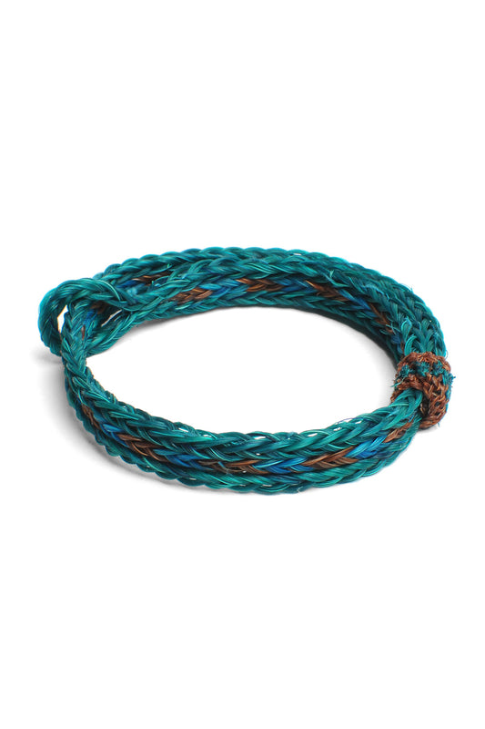 Braided Horsehair Bracelet - #37 LT.BLU/BWN/GRN