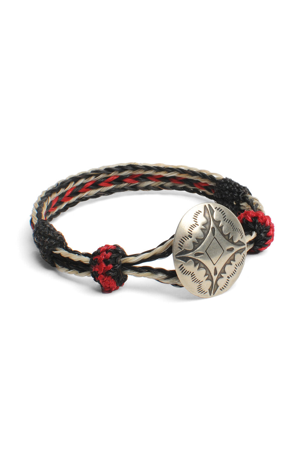 Concho Bracelet - #6-108 WHT X BLK/ RED w/ Concho 108