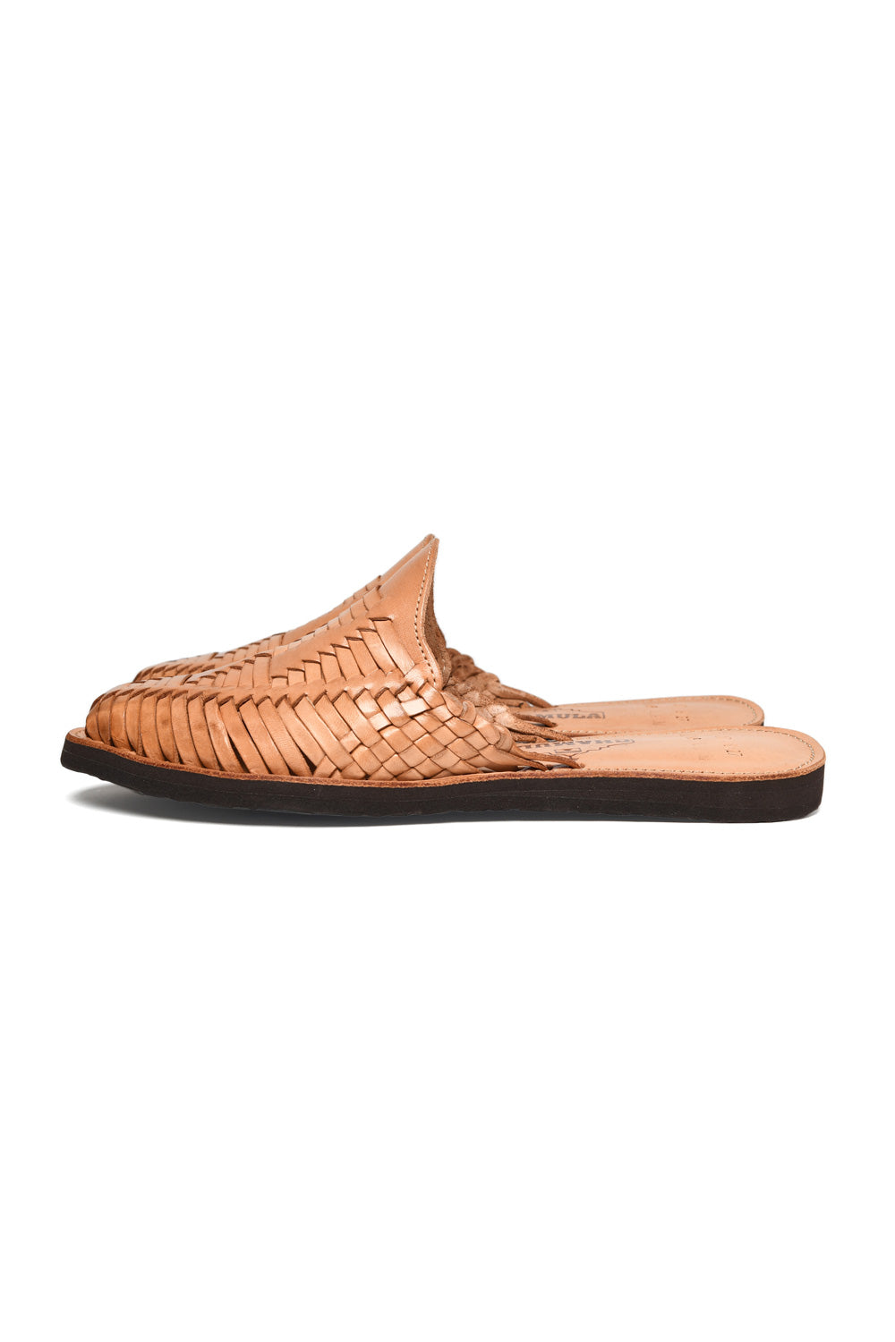 Side profile of artisan-crafted leather huarache Chamula sandal for men