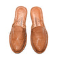 Top-down view of traditional woven leather huarache sandal made in Mexico
