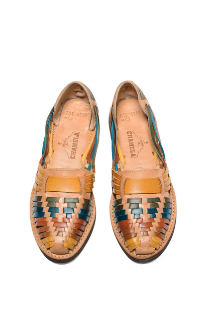 Top view of Chamula traditional huarache sandal handcrafted in Mexico for women