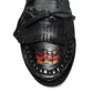 Close-up of handwoven leather detailing on Mexican huarache sandal