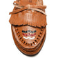 Close-up of handwoven leather detailing on Mexican huarache sandal