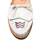 Close-up of handwoven leather detailing on Mexican huarache sandal