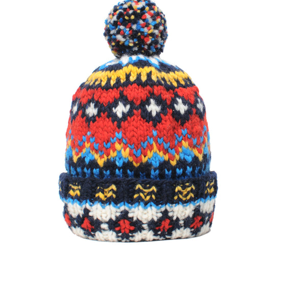 Double Cuff Cap Fair Isle #3 - Navy