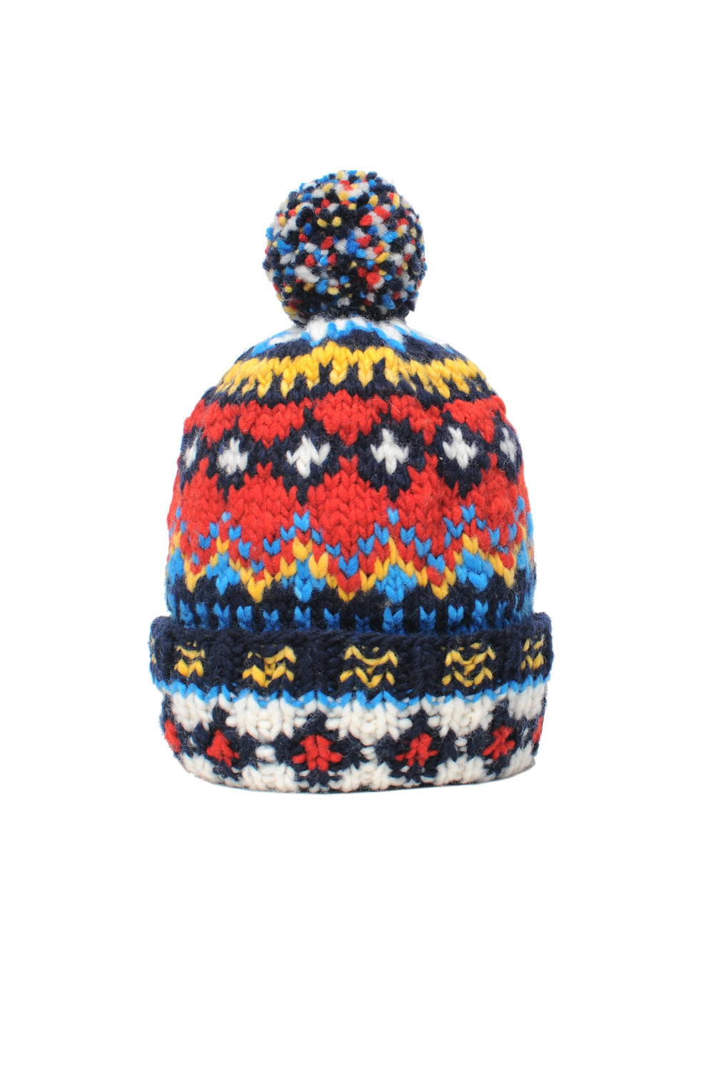 Double Cuff Cap Fair Isle #3 - Navy